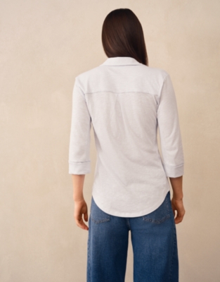 The Perfect Organic Cotton Rib Side Shirt - Baby Blue