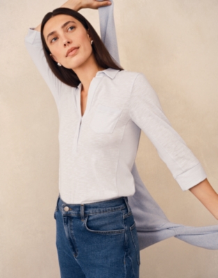 The Perfect Organic Cotton Rib Side Shirt - Baby Blue