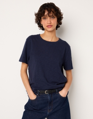 The Perfect Organic Cotton Slub Crew Neck T-Shirt - Navy