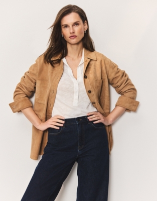 The Perfect Organic Cotton Slub Rib Side Shirt - White