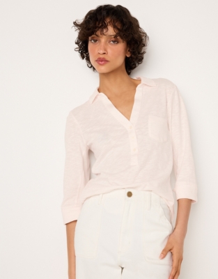The Perfect Organic Cotton Slub Rib Side Shirt - Pink