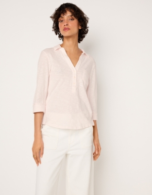 The Perfect Organic Cotton Slub Rib Side Shirt - Pink