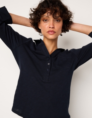 The Perfect Organic Cotton Slub Rib Side Shirt - Navy