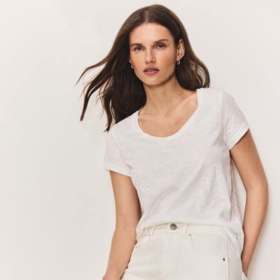 The Perfect Organic Cotton Slub Scoop Neck T-Shirt 