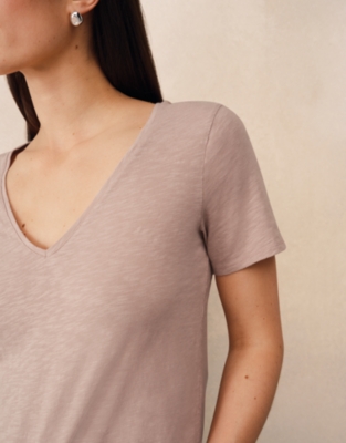 The Perfect Organic Cotton Slub V-Neck T-Shirt - Washed Pink