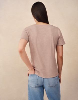 The Perfect Organic Cotton Slub V-Neck T-Shirt - Washed Pink
