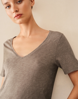 The Perfect Organic Cotton Slub V-Neck T-Shirt - Mink Marl