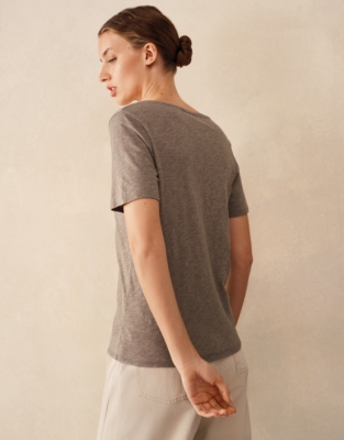 The Perfect Organic Cotton Slub V-Neck T-Shirt - Mink Marl