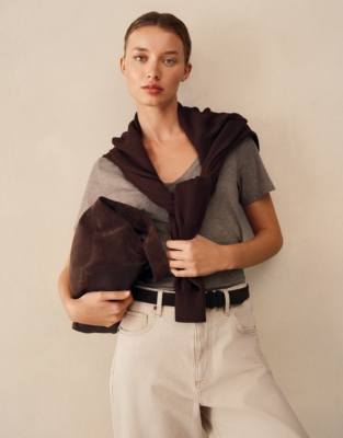 The Perfect Organic Cotton Slub V-Neck T-Shirt - Mink Marl