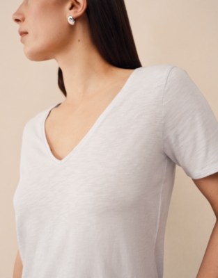 The Perfect Organic Cotton Slub V-Neck T-Shirt - Baby Blue