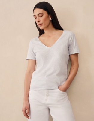 The Perfect Organic Cotton Slub V-Neck T-Shirt - Baby Blue