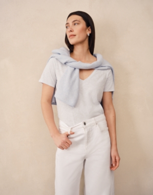 The Perfect Organic Cotton Slub V-Neck T-Shirt - Baby Blue