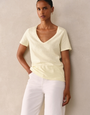 The Perfect Organic Cotton Slub V-Neck T-Shirt - Lemon