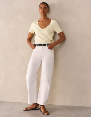 The Perfect Organic Cotton Slub V-Neck T-Shirt - Lemon