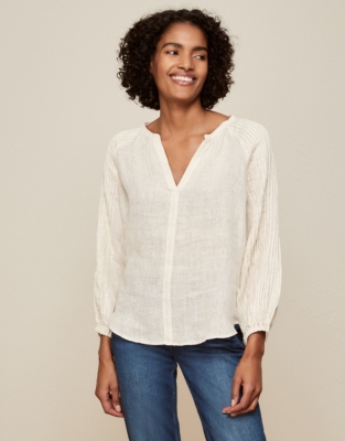 The Portofino Pintuck-Sleeve Linen-Gauze Blouse | Clothing Sale | The ...