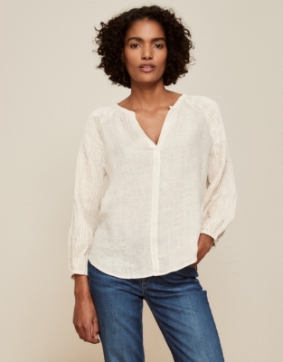 The Portofino PintuckSleeve LinenGauze Blouse Tops & Blouses The