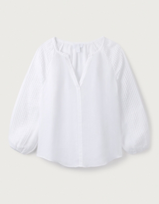 The Portofino Pintuck-Sleeve Linen-Gauze Blouse | Tops & Blouses | The ...