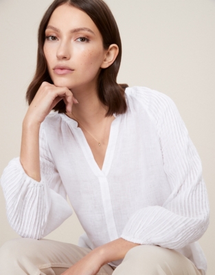 The Portofino PintuckSleeve LinenGauze Blouse Tops & Blouses The