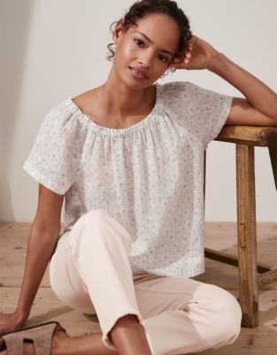 The Amalfi Pintuck Linen-Gauze Blouse, All Clothing Sale