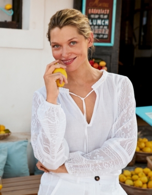white lace cotton blouse