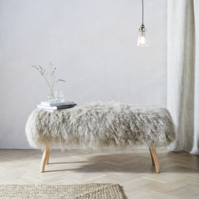 Tibetan Sheepskin Bench