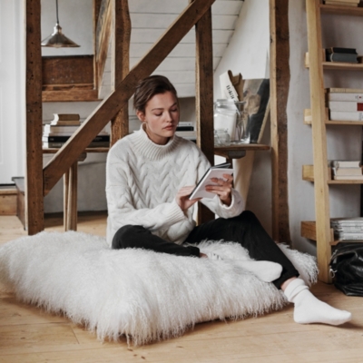 Sheepskin clearance floor cushion
