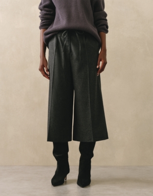 Tie Detail Flannel Bermuda Culottes