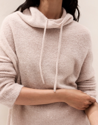 Tie Roll Neck Jumper with Alpaca - Ash Rose