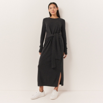 Tie Waist Knitted Dress with Cashmere