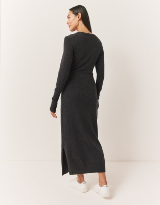 Tie Waist Knitted Dress with Cashmere