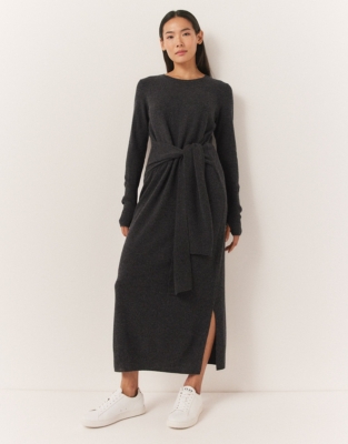 Tie Waist Knitted Dress with Cashmere