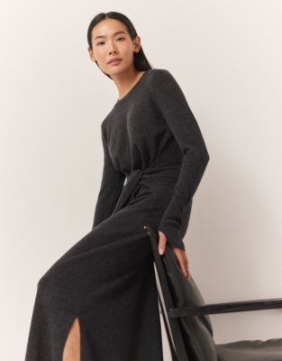 Tie Waist Knitted Dress with Cashmere