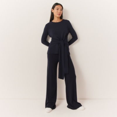 Tie Waist Lounge Sweater with Cashmere