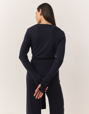 Tie Waist Lounge Sweater with Cashmere