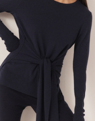 Tie Waist Lounge Sweater with Cashmere