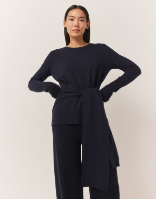 Tie Waist Lounge Sweater with Cashmere