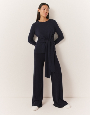 Tie Waist Lounge Sweater with Cashmere