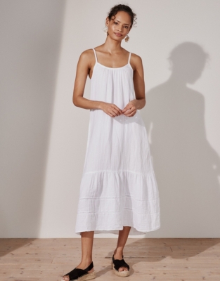 Tiered Double Organic-Cotton Dress | The White Collection | The White ...