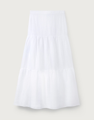Tiered Linen Skirt Vacation Shop The White Company US