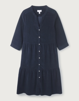 Tiered Organic-Cotton-Cord Shirt Dress | Dresses & Skirts | The White ...