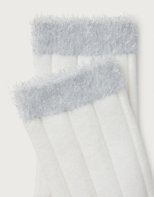 Tinsel Detail Socks - Ivory