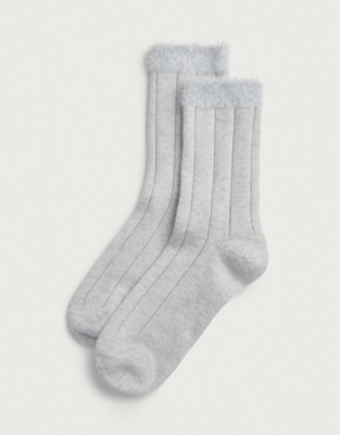 Tinsel Detail Socks - Pale Grey Marl