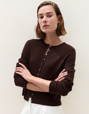 Tiny Button Cardigan with Cashmere