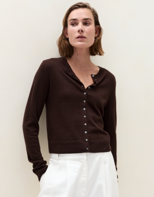 Tiny Button Cardigan with Cashmere