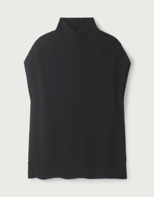 Tiny-Cable Funnel-Neck Poncho With Cashmere | Sweaters & Cardigans ...