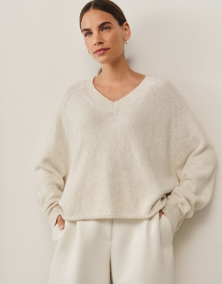 Tiny-Sequin Jumper with Alpaca