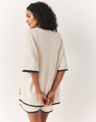 Tipped Bouclé Oversized Knitted T-Shirt