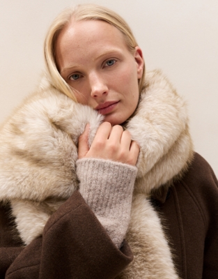 Tipped Faux-Fur Long Scarf