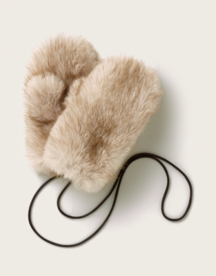 Tipped Faux-Fur Mittens