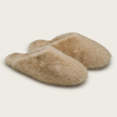 Tipped Faux Fur Mule Slipper